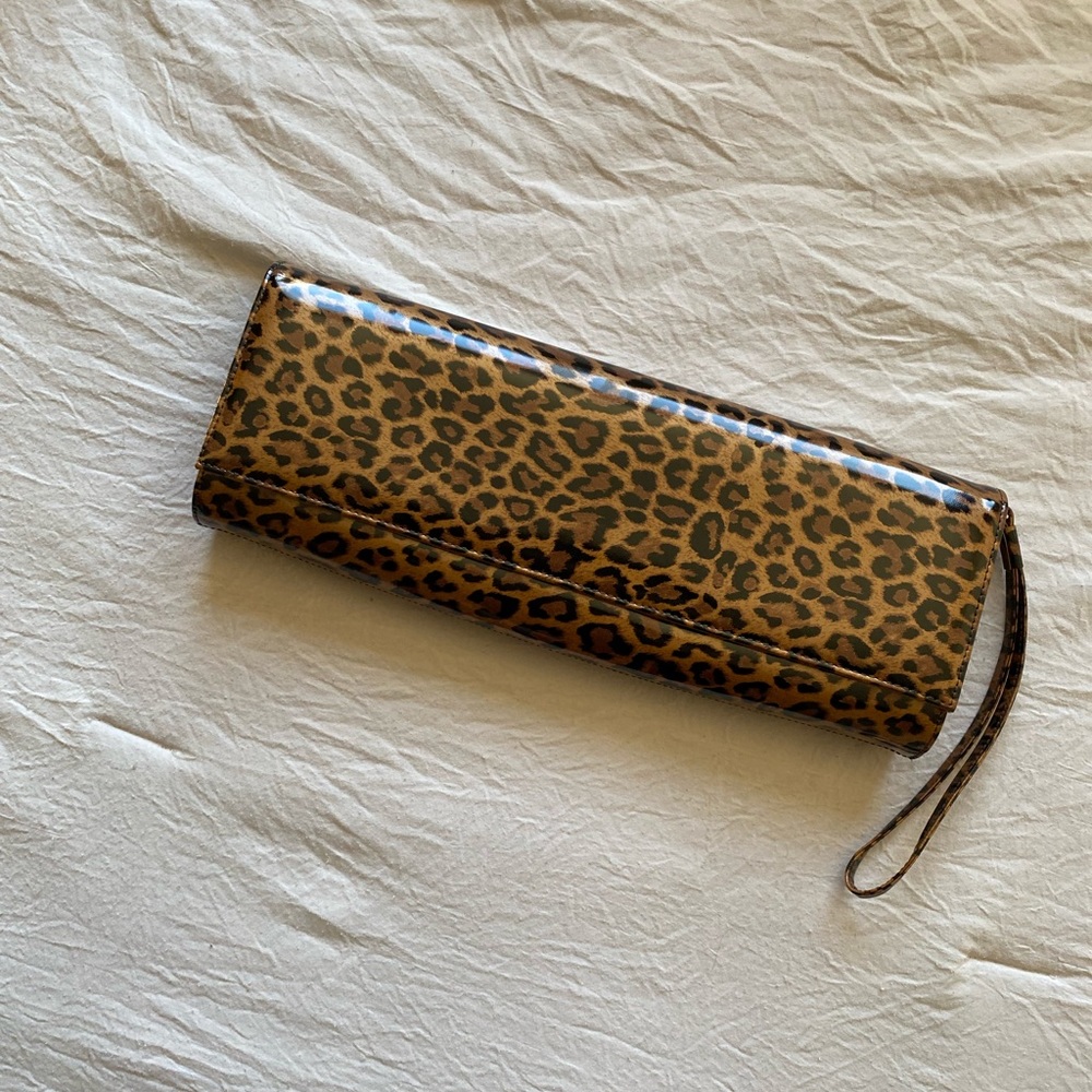 Stuart Weitzman leopard clutch purse